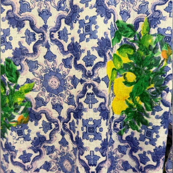 Amtica Santorini EUC Sz L Blue & Yellow Floral Button Embroidered Blouse (0654) - Picture 10 of 11